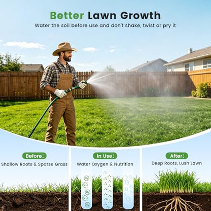 Manual Lawn Core Aerator with 4 Hollow Tines, Plug Aerator Tool
