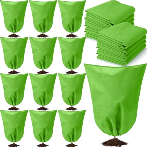 12 Pack Winter Plant Covers Freeze Protection, Light Green - color: Light Green