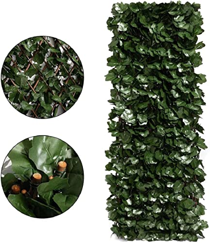 DOEWORKS Expandable Faux Ivy Privacy Screen, Double-Sided, Balcony, 2 Pack - color: Double-Sided Green Leaves, size: 16 x 45 in, 2 Panel