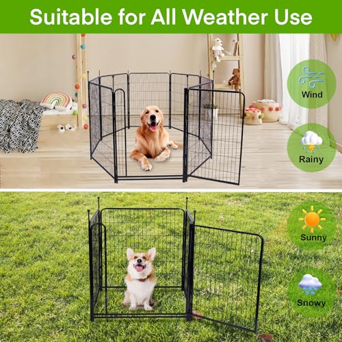Getlay Black Metal Garden Fences and Borders No Door, 56in(H) 10 Panels Total 22.1 Ft(L), Animal Barrier Fence, Garden Fence for Dogs,Dog Digging Fence Barrier, Fencing for Flower Beds - size: 56''(H)-10panels-22.1ft(L) no gate