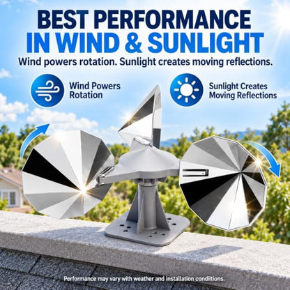 2 Pack Bird Scare Reflective Device with ABS Base for Outside - size: 2P