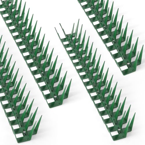 Bird Spikes, 10 Pack Bird Deterrent Spikes for Outside, Pigeon Squirrel Raccoon Cat Anti Climb Spikes, Durable Plastic Animal Barrier for Fence Roof Balcony Railing 10 Feet(3m) - color: Green, size: 10 Feet
