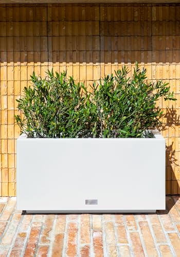 Veradek Block Series Long Box Planter - Rectangular Outdoor Planter - color: White, size: Small - 2 Pack