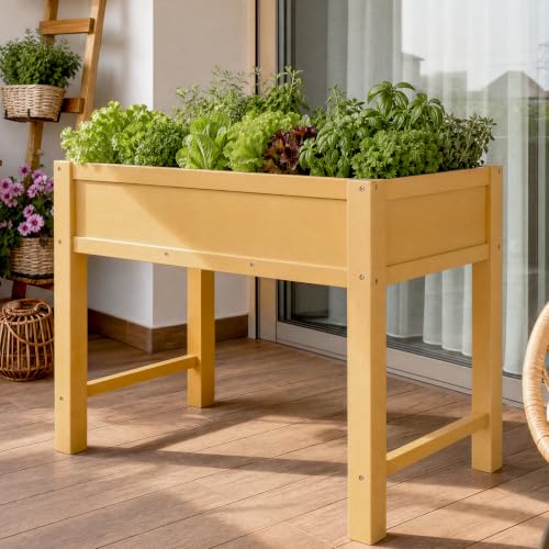 PASAMIC Raised Garden Bed with Legs, 40" HIPS Sturdy Elevated Planter Box - color: Wooden, size: 40x24x30in