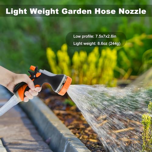 Garden Hose Nozzle with Adjustable 10 Watering Patterns Hose Spray Nozzle - color: Orange