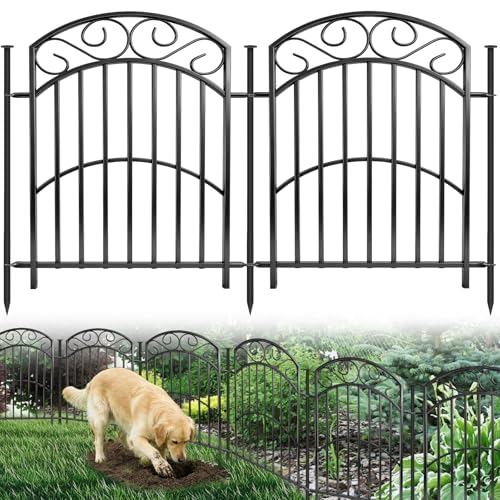33" H x 27" W Decorative Iron Garden Animal Barrier Fence, 8 Panels, 18Ft - size: 8 Panels - 18ft(L) X 32 in(H)