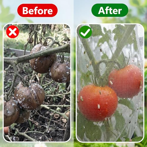 2 Pcs Garden Bird Netting for Square Plant Cage, 59" x 18" x 18" Tomato Cage Garden Net Cover with Zipper, Tomato Trellis Insect Bird Barrier Protection Mesh for Vertical Climbing Plants Vegetables - color: 2 Pcs