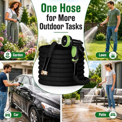 Garden Hose, 75 FT Non-Expandable Flexible Hose with Male/Female Fittings - size: 75FT