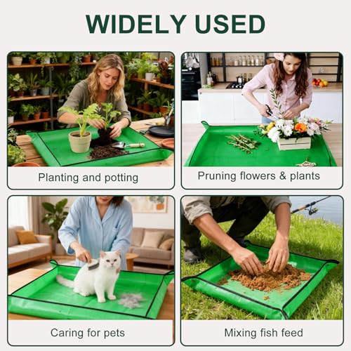 Large Waterproof Repotting Mat Super Thick for Potting Soil Mix 39.5"x39.5" - color: Pale Green, size: 39.5" x 39.5"