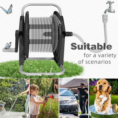 Garden Water Hose Reel,Holds 50-60 Ft of 5/8" Hose - color: Black