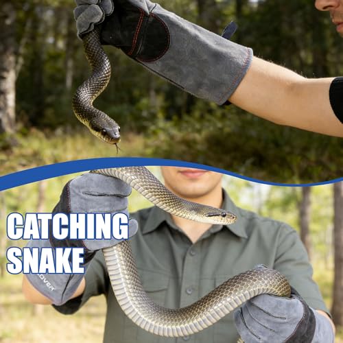 IC ICLOVER Animal Handling Gloves, Snake Bite Proof Gloves, Double Leather - color: L -16inch