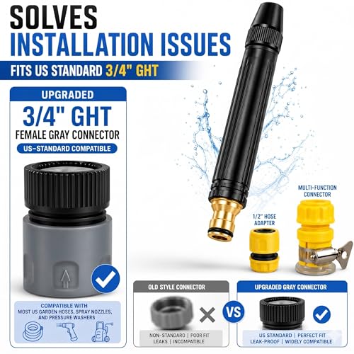 High Pressure Hose Nozzle, 7 Inch Garden Hose Sprayer with 3/4 GHT