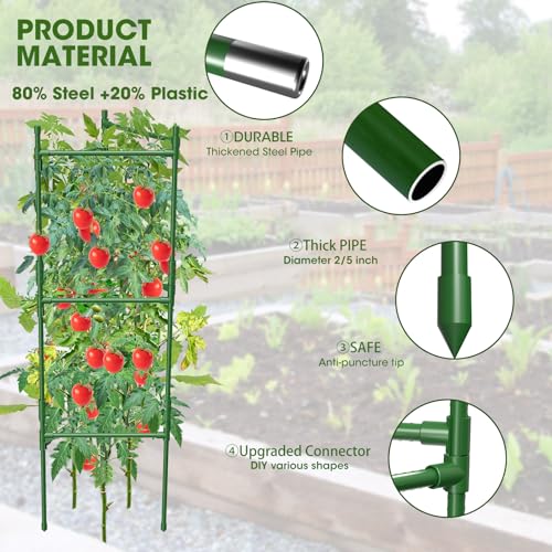 3 Pack Tomato Cage,Tomato Cage for Raised Garden Bed, 48'' Tall Tomato Trellis Triangle or Square Cages for Garden,Pots, Plant Cages & Supports（Green, Extra Bold ） - style: 3 pack