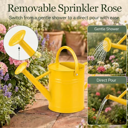 1 Gallon Metal Watering Can for Indoor Outdoor Plants, Sunflower Yellow - color: Sunflower Yellow