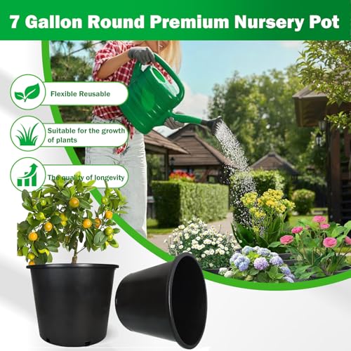 Nursery Pots with Drainage Holes Pack of 10 Pcs 7 Gallon and Plant Label Flexible Seedling Pots Seed Starting Planter for Indoor Outdoor Flowers Succulents Cactus - size: 10 Pcs 7 Gallon