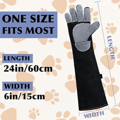 Animal Handing Gloves- Bite Proof, Puncture & Scratch Resistant for Safe Handling, Garden Gloves - color: Grey, size: 24-inches