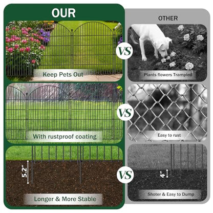 No Dig Garden Fence Panels, Dog Fence Outdoor for Yard, 12 Pack - size: 24in(H) x 24ft(L)