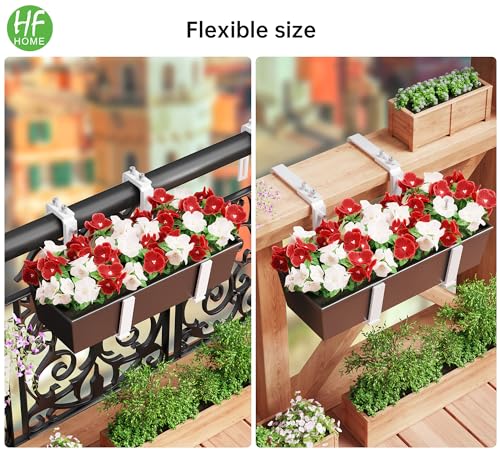 HFHOME Set of 2 Adjustable Window Planter Box Brackets, White Brackets for Window Boxes Planters, Planter Shelving with Adjustable Size The Width of The Bottom of The Planter Box (Patent Registered) - size: Set of 2 - White