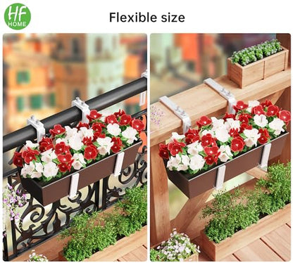 HFHOME Set of 2 Adjustable Window Planter Box Brackets, White Brackets for Window Boxes Planters, Planter Shelving with Adjustable Size The Width of The Bottom of The Planter Box (Patent Registered) - size: Set of 2 - White