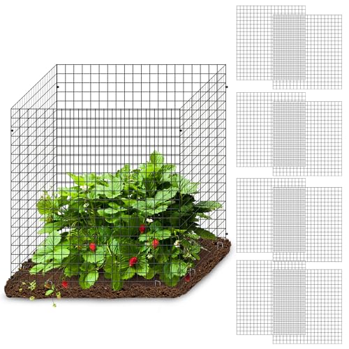 12 Pics DIY Metal Plant Protectors from Deer, Garden Fencing Animal Barrier Size 11.8 * 11.8 inches, Mesh Plant Cage Chicken Wire Cloche for Plants with Stakes and Nylon Cables (12 Pcs) - color: 12 Pcs