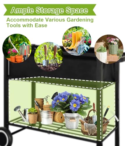 Raised Garden Bed with Legs Outdoor Elevated Planter Box with Wheel