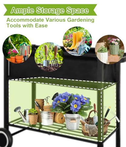 Raised Garden Bed with Legs Outdoor Elevated Planter Box with Wheel