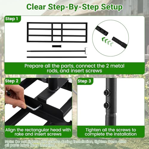Goplus Lawn Leveling Rake, 30" x 10" Heavy Duty Level Lawn Tool w/ Ergonomic Handle for Soil, Effort-Saving Landscape Rake for Garden, Backyard, Golf Course, Farm, Pasture (Black) - color: Black