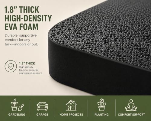 Farmer Todd Extra Thick Kneeling Pad for Gardening – 1.8” Thick High Density EVA Foam – Comfortable Garden Knee Pad with Handle – Heavy Duty, Waterproof, Non-Slip Outdoor Yard Cushion