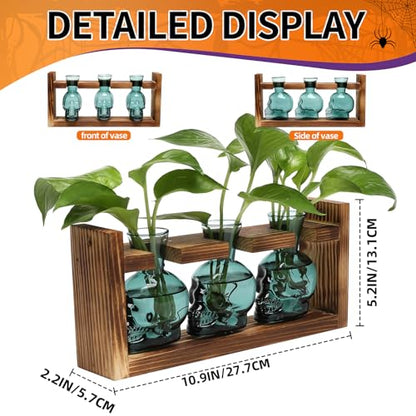 Plant Terrarium Propagation Stations Skull Planter Vase Skulls Decor - color: Dark Green