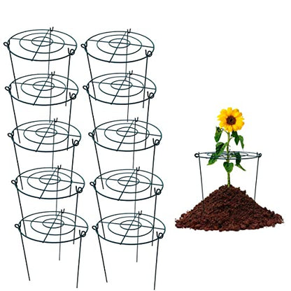 10 Pack 16"x24" Peony Cages Plant Support Stakes Grow Through Grid Grow Through Hoops, Metal Flower Plant Brace Support Ring for Heavy Blossom - size: 16"x24" Pack of 10