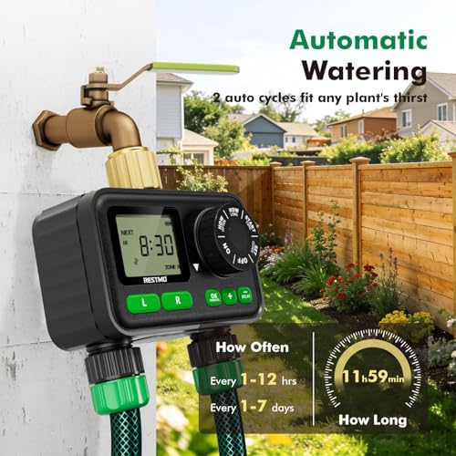 RESTMO 2-Zone Programmable Sprinkler Timer for Outdoor Hose Faucet 2 Pack - color: 2 Zone, size: 2 Pack