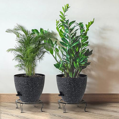UOUZ 12inch 2Pack Large Self Watering Planters, Plastic Plant Pots with 60oZ Removable Deep Reservoir and Multi Mesh Drainage Holes for Indoor Outdoor Garden Plants and Flowers, Black Speckles - color: Black Speckles