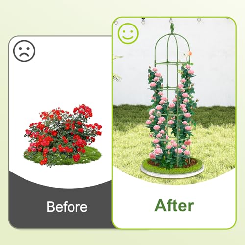 2 Pack Garden Obelisk Trellis, 70IN Tall Plant Support for Climbing Vine, Metal Covered Plastic Rustproof Heavy Duty Rose Trellis Indoor Outdoor (Green, 70 * 11.8 * 11.8IN（H*W*L）)