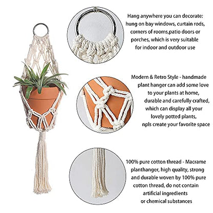 Artilady Macrame Plant Hanger, Boho Hanging Planter for Indoor Plants - color: White E