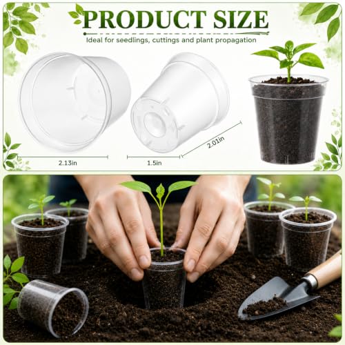 24 Pack 2 Inch Nursery Pots, Mini Plastic Plant Pots for Seedlings(Clear) - color: Clear