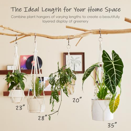 4Pack Macrame Plant Hangers Boho Hanging Planter for Indoor Plants - color: White