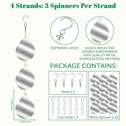 4 Pack Bird Deterrents for Outside - Bird Repellent Devices Outdoor