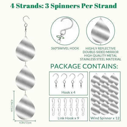 4 Pack Bird Deterrents for Outside - Bird Repellent Devices Outdoor