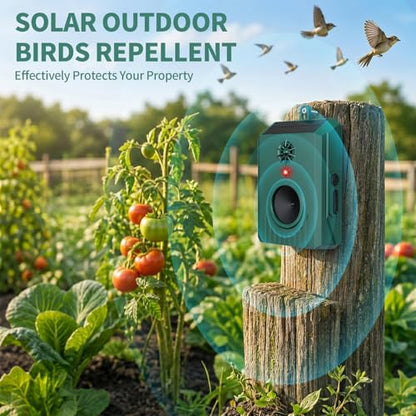 2026 Solar Ultrasonic Bird Repellent Devices Bird Repeller Outdoor Woodpecker Deterrent for House IP65 Waterproof Pigeon Repeller Animal Repellent for Outside Balconies Patio Porch Garden (2)