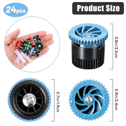 24 Pieces Variable Arc Nozzle, Replacement Pop-up Sprinkler Heads Compatible with Most of Adjustable Pop Up Sprinklers Spray Head for Garden Lawn Irrigation High Efficiency (6AN, 10AN, 12AN) - size: 6AN, 10AN, 12AN