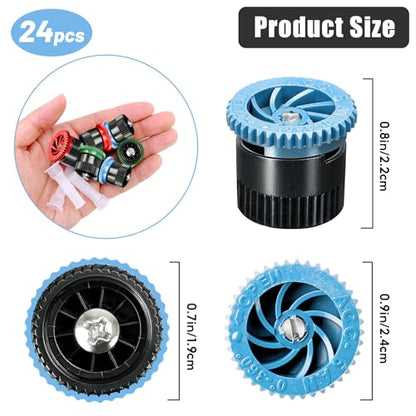 24 Pieces Variable Arc Nozzle, Replacement Pop-up Sprinkler Heads Compatible with Most of Adjustable Pop Up Sprinklers Spray Head for Garden Lawn Irrigation High Efficiency (6AN, 10AN, 12AN) - size: 6AN, 10AN, 12AN