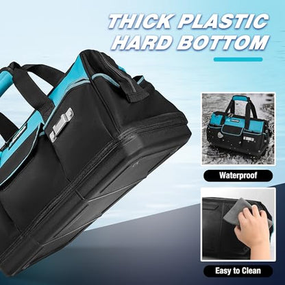DURATECH 18" Large Tool Bag with Waterproof Hard Bottom, 19 Pockets - size: 18 Inch