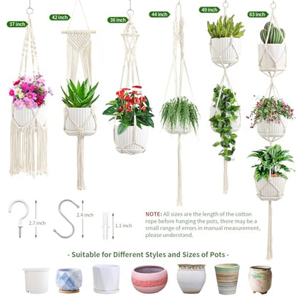 SFENNGPET Macrame Plant Hangers, 6Pack Hanging Planters for Indoor Plants - color: Ivory