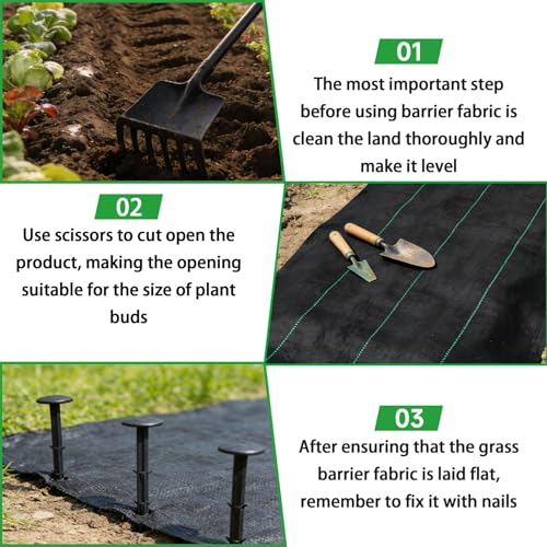 Weed Barrier Fabric Planting Cover - 3 x 150 FT Heavy Duty Landscape Fabric Ground Cover Block for Outdoor Planting - size: 3 x 150 FT