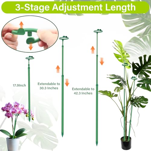 Extendable Monstera Plant Stakes, Support Sticks with Clips 3 Pack - size: 42.3Inches3PCS