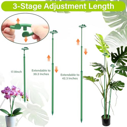 Extendable Monstera Plant Stakes, Support Sticks with Clips 5 Pack - size: 42.3Inches5PCS