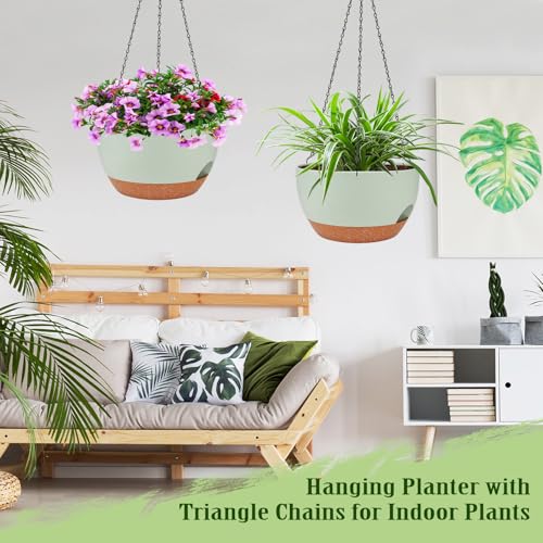 Self Watering Hanging Planters 2 Pcs,12Inch Hanging Basket for Plants,Green - color: Green, size: 12 Inch