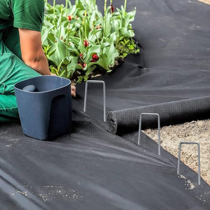 100 Pack 6 Inch Garden Stakes, Galvanized Landscape Staples for Weed Barrier Fabric, Heavy Duty Sod Pins Securing Pegs Netting Ground Sheets Irrigation Tubing - size: 6 INCH-100Packs