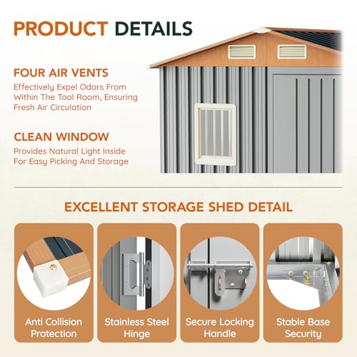 Verdeluxe 6x4FT Multi-Used Outdoor Storage Shed with Frame Floor - size: 6*4FT(Base Included)