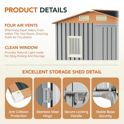 Verdeluxe 6x4FT Multi-Used Shed & Outdoor Storage Shed,Matte Gray - size: 6*4FT(Base Not Included)